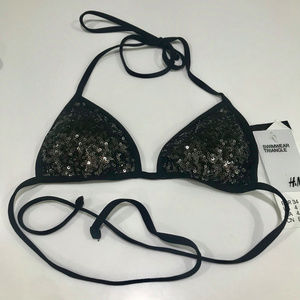 Sequin Fixed Triangle Bikini Top